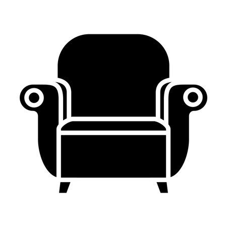 Comfortable armchair black icon, concept illustration, vector flat symbol, glyph sign.のイラスト素材