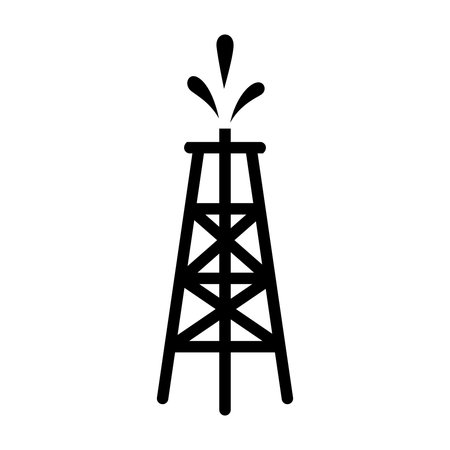 Oil rig vector icon. Black and white illustration of oil rig.のイラスト素材