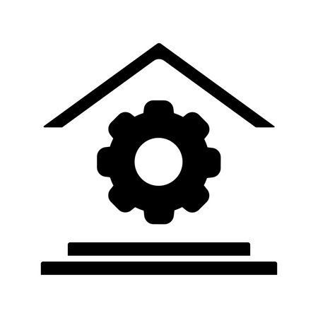 Gear icon. Cogwheel and house symbol. Vector illustration.のイラスト素材