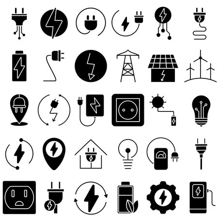 Electricity icons set. Simple illustration of 25 electricity icons for webのイラスト素材