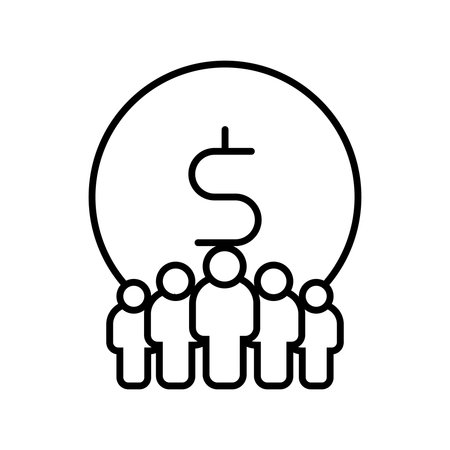 People and money line icon, concept sign, outline vector illustration, linear symbol.のイラスト素材