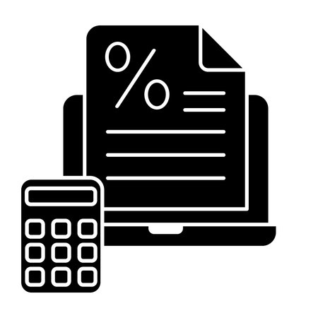 calculator math with document and calculator vector illustration silhouette style iconのイラスト素材