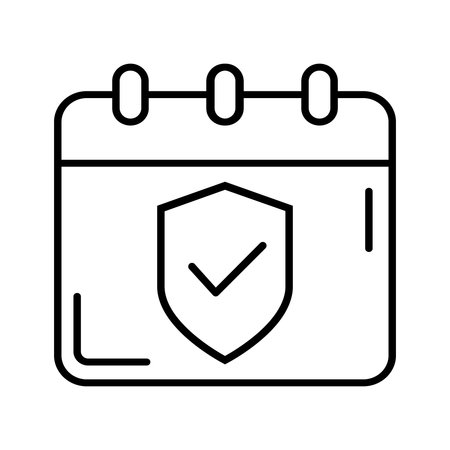 calendar with shield line style icon design of Security system warning protection danger web alert and safe theme Vector illustrationのイラスト素材