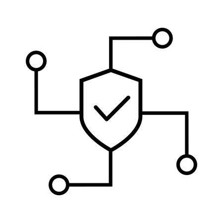 security system concept, shield with check mark icon over white background, line style, vector illustrationのイラスト素材