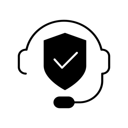 Support call center black icon, concept illustration, glyph symbol, vector flat sign.のイラスト素材