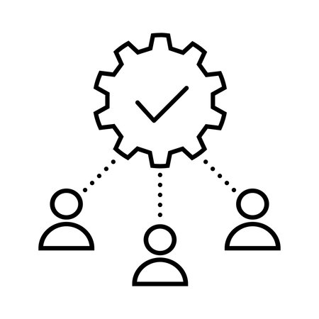 Teamwork icon, concept illustration, outline symbol, vector sign, linear symbol.のイラスト素材