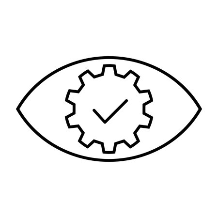eye with gear icon over white background, line style, vector illustrationのイラスト素材