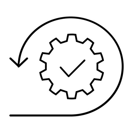 Gear with arrow icon. Outline gear with arrow vector icon for web design isolated on white backgroundのイラスト素材