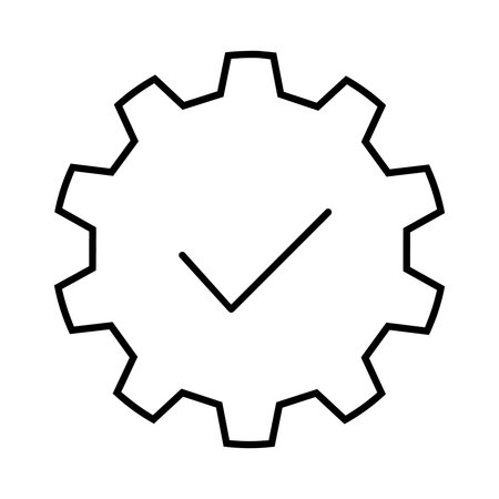 Gear and check mark icon. Vector illustration of gear and check mark.のイラスト素材