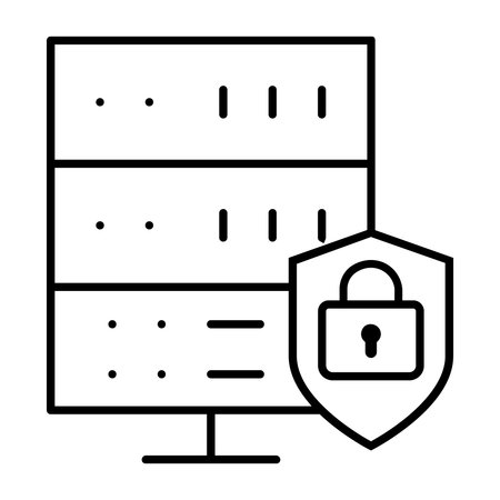 server data center with padlock vector illustration design, line style iconのイラスト素材