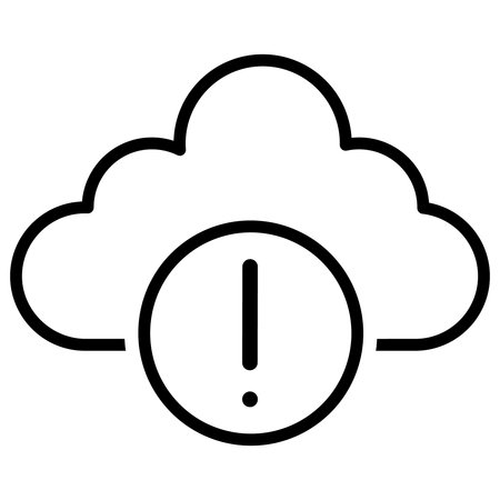 Cloud with exclamation mark, vector illustration, outline design icon.のイラスト素材