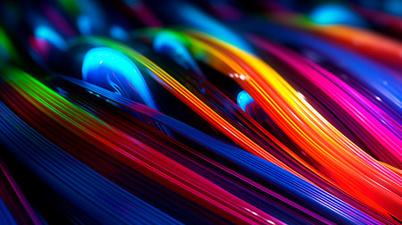 Abstract background with neon colorful lines and stripes. Bright wallpaper for advertising, banners or sites. Generative AIの素材