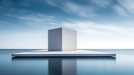 Minimalist scene and geometric shapes, pedestal, podium for advertising products. AI generative.の素材