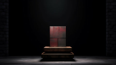 Minimalist scene and geometric shapes, pedestal, podium for advertising products. AI Generative.の素材