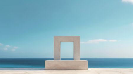 Minimalist scene and geometric shapes, pedestal, podium for advertising products. AI generative.の素材