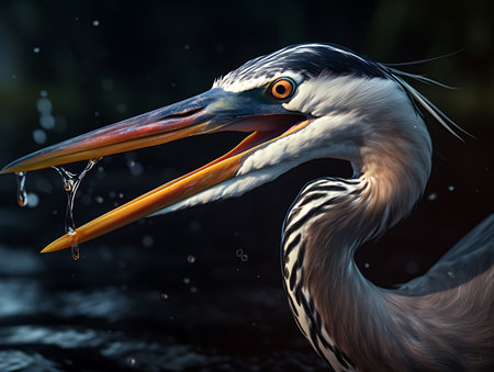 Great Blue Heron Fishing. AI Generativeの素材