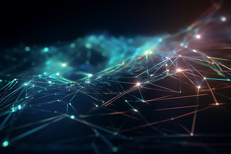 Abstract Dark background with technology connection concept. Ai generative. AI Generativeの素材