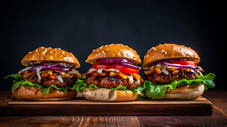 Huge veggie burger closeup. AI Generativeの素材