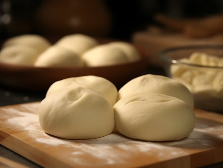 Boiled or steamed pockets of dough filled with various ingredients. Close Up. AI Generativeの素材