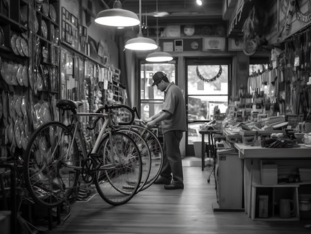 Motorcycle and bicycle repair shop, a large selection of repair toolsの素材