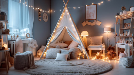 Kids bedroom in light colorsの素材