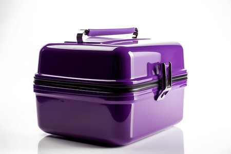 Metal lunch box isolated on white background. Studio shot.の素材