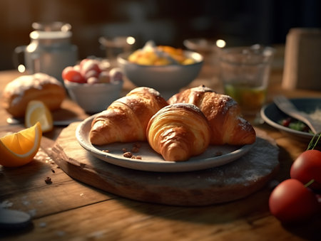 Traditional breakfast disg in scandinavia on wooden backgroundの素材