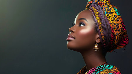 Beautiful amazing Benin woman on studio background.の素材