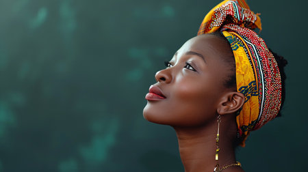 Beautiful amazing Benin woman on studio background.の素材