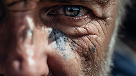 Close-up of the face of a volunteer participating in the rehabilitation of disabled veterans.の素材