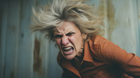 Disruptive behavior and conduct disorders Middle-aged woman's conditionの素材