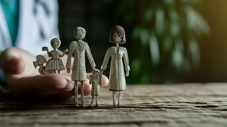 Showcasing the multifaceted lives of medical professionals, emphasizing their roles as family members, community members, and individuals outside of work. Copy Space.の素材