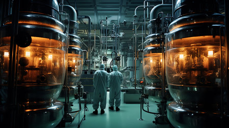 Inside view of a chemical reactor in operation.の素材