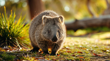 Wombat in wild nature. Copy Spaceの素材