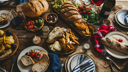 Hosting gatherings with French cuisine, traditional music, and lively activities to create lasting memories on the joyful occasion of Bastille Day. Copy Space.の素材