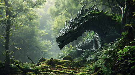 Fafnir in the wild nature. Copy Spaceの素材