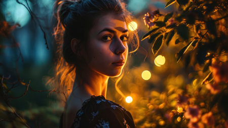 Beautiful lonely young woman having an evening of memorable photos. Copy Spaceの素材