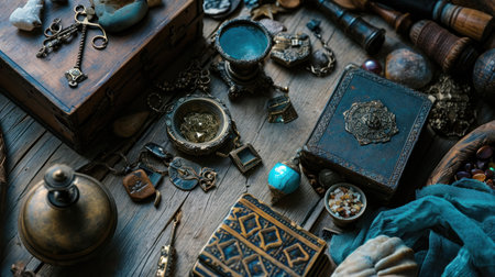 Artifacts and hidden treasures. Copy Space.の素材