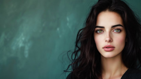 Beautiful amazing Hungary woman on studio background. Copy Spaceの素材