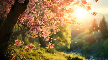 Ensuring a festive atmosphere by embracing the beauty of nature on the Spring Equinox. Copy Space.の素材