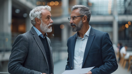 Modern Office Discussion on Trade Agreements Between Two Business Executives.の素材