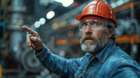 A production manager angrily points at a worker in a factory setting.の素材