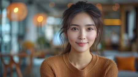 An Asian woman having a professional meeting with the office manager, engaged in a business conversation.の素材