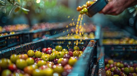 Fresh olives on the market. Selective focus. nature.の素材