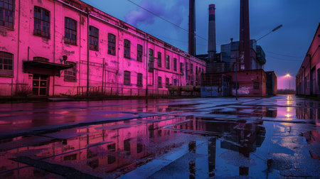 Abandoned factory in the evening. Russia, St. Petersburgの素材