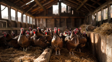 Breeding turkeys on the farm. Selective focus. nature.の素材