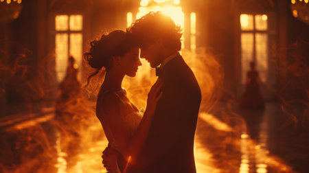 Wedding couple in love. Bride and groom dancing on the street.の素材