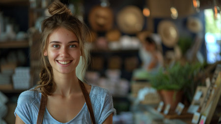 Portrait of a beautiful little girl in a hat in the cinemaの素材