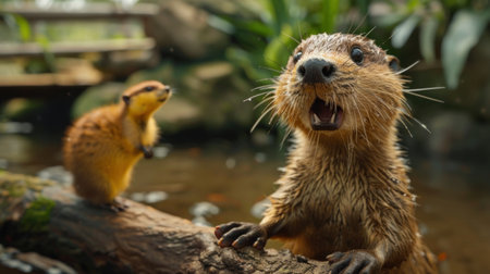 Asian small-clawed otter (Lutra lutra)の素材