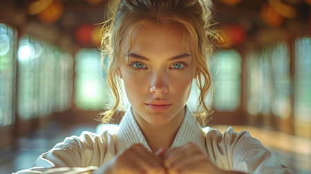 Portrait of a beautiful girl in a white kimono.の素材